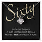 60th Birthday, Beautiful Love Knot 14k or 18k finish Necklace. Features a beautiful pendant embellished with premium cubic zirconia crystals and heartfelt message card.