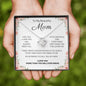 My Beautiful Mom Love Knot 14k or 18k finish Necklace. Features a beautiful pendant embellished with premium cubic zirconia crystals and heartfelt message card.