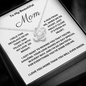 To My Beautiful Mom Love Knot 14k or 18k finish Necklace. Features a beautiful pendant embellished with premium cubic zirconia crystals and heartfelt message card.