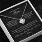 To My Mum, Beautiful Love Knot 14k or 18k finish Necklace. Features a beautiful pendant embellished with premium cubic zirconia crystals and heartfelt message card