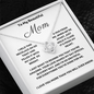 To My Beautiful Mom Love Knot 14k or 18k finish Necklace. Features a beautiful pendant embellished with premium cubic zirconia crystals and heartfelt message card.