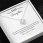 Happy 21st Birthday Daughter Message with Forever Love Heart Pendant Necklace 14k or 18k Gold