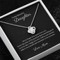 14k or 18k Gold Finish Daughter Love Knot Pendant Necklace with cubic zirconia stones