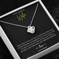 14k white gold finish pendant necklace or 18k yellow gold finish with 6mm cubic zirconia stone with message card for wife