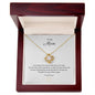 To My Mom, Beautiful Love Knot 14k or 18k finish Necklace. Features a beautiful pendant embellished with premium cubic zirconia crystals.