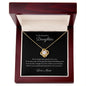 To My Daughter Love Gold Knot Necklace with cubic zirconia stones