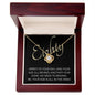 80th Birthday, Beautiful Love Knot 14k or 18k finish Necklace. Features a beautiful pendant embellished with premium cubic zirconia crystals and heartfelt message card