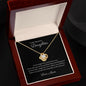 To My Daughter Love Gold Knot Necklace with cubic zirconia stones