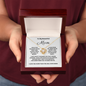 To My Beautiful Mom Love Knot 14k or 18k finish Necklace. Features a beautiful pendant embellished with premium cubic zirconia crystals and heartfelt message card.