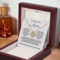 To My Beautiful Mom Love Knot 14k or 18k finish Necklace. Features a beautiful pendant embellished with premium cubic zirconia crystals and heartfelt message card.