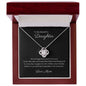 To My Daughter Love Knot Necklace with cubic zirconia stones