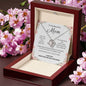 My Beautiful Mom Love Knot 14k or 18k finish Necklace. Features a beautiful pendant embellished with premium cubic zirconia crystals and heartfelt message card.