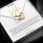 Two heart pendants necklace for wife embellished with CZ crystals High quality polished surgical steel and rose gold finish or 18k yellow gold finish