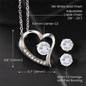 My Soulmate Love Heart Necklace and Earring Set. 14k white gold finish, 6.5mm round cut cubic zirconia crystal with heartfelt message.