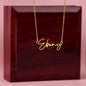 Signature Style Name Necklace, in polished stainless steel or 18K yellow gold finish.