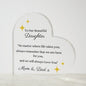 To Our Beautiful Daughter Printed Heart Shaped Acrylic Plaque