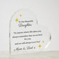 To Our Beautiful Daughter Printed Heart Shaped Acrylic Plaque