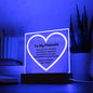 To My Fiancée Acrylic Plaque Wooden Base or LED with printed message "Can't believe I met you, can't believe I liked you, can't believe I love you, can't believe I'm keeping you. Forever & Always, Your Fiancé."