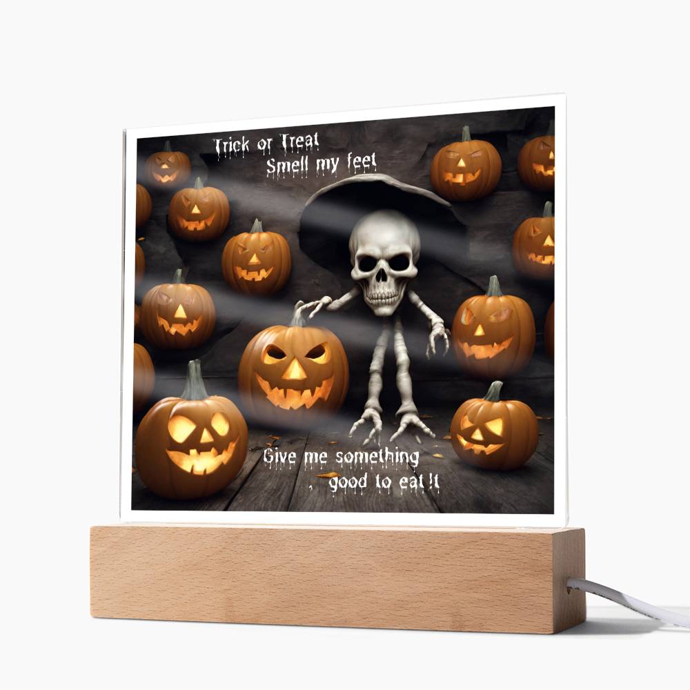 Halloween Trick or Treat Square Acrylic Plaque With LED Option