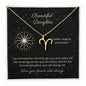 Daughter Zodiac Necklace Astrological Sign Design with message card, stainless steel or 18k gold finish