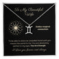 Zodiac Necklace To My Wife Astrological Sign Design with message card, stainless steel or 18k gold finish