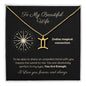 Zodiac Necklace To My Wife Astrological Sign Design with message card, stainless steel or 18k gold finish