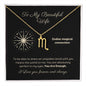 Zodiac Necklace To My Wife Astrological Sign Design with message card, stainless steel or 18k gold finish