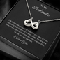 To My Soulmate Infinity Hearts Necklace with message card. crafted in either a 14k white gold finish or an 18k yellow gold finish, this heart-shaped infinity symbol is hand-polished to showcase its magnificent shine