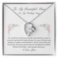 To My Beautiful Mum On My Wedding Day Heart pendant 14k white gold finish or 18k yellow gold finish 6.5mm round cut cubic zirconia stone