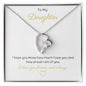 Personalised Daughter Message with Forever Love Heart Pendant Necklace 14k or 18k Gold.