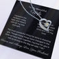 Dazzling Forever Love Necklace and heartfelt message card. This necklace features a stunning 6.5mm CZ crystal surrounded by a polished heart pendant embellished with smaller crystals. 14k white gold finish with adjustable chain length: 18" - 22" (45.72cm - 55.88cm)