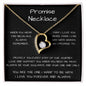 Promise Heart Shape Pendant Necklace 14k white gold finish or 18k yellow gold finish 6.5mm round cut cubic zirconia stone with a heartfelt promise message