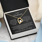 To My Soulmate Heart Shape Pendant Necklace 14k white gold finish or 18k yellow gold finish 6.5mm round cut cubic zirconia stone with a heartfelt soulmate message