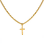 Engraved 18k Finish Gold Cross Necklace On Cuban Chain. Message card reads, Keep the Faith, See the Invisible, Believe the Unbelievable, And receive the Impossible.