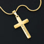 Engraved Personalised Cross Necklace Finished in 18k Gold. A timeless pendant necklace and heartfelt message card is designed as a meaningful gift for sons. Message card reads Never forget I love you. Whatever you do, wherever you go, I will always be right beside you.