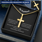 Engraved 18k Gold Cross Necklace on an 18k Snake Chain. My Boyfriend Birthday, Graduation or Special Occasion Gift.