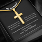 Engraved 18k Gold Cross Necklace on an 18k Snake Chain. My Boyfriend Birthday, Graduation or Special Occasion Gift.