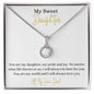 14k White Gold Daughter Pendant Necklace with Cubic Zirconia Crystal Center