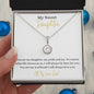 14k White Gold Daughter Pendant Necklace with Cubic Zirconia Crystal Center