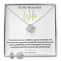 14k white gold finish Pendant necklace earring set for wife with round cut cubic zirconia crystals