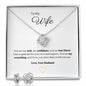 Gorgeous Love Knot Earring & Necklace Set. A symbol of never ending love, crafted with brilliant 14k white gold over stainless steel, surrounding a dazzling 6mm cubic zirconia crystal.