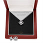 14k Daughter Love Knot Earring & Necklace Cubic Zirconia Set