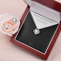 14k Daughter Love Knot Earring & Necklace Cubic Zirconia Set