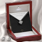 14k Daughter Love Knot Earring & Necklace Cubic Zirconia Set