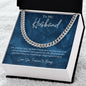 My Husband Cuban Link Chain Necklace Stainless Steel or 14k Gold Finish and heartfelt message card