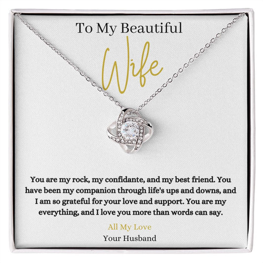 14k white gold or 18k yellow gold finish wife pendant necklace with cubic zirconia crystals
