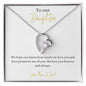 14k or 18k Finish Daughter Heart Pendant Necklace with Cubic Zirconia Crystals