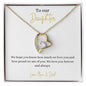 14k or 18k Finish Daughter Heart Pendant Necklace with Cubic Zirconia Crystals