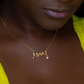 Pendant necklace cursive design spells LOVE. Polished stainless steel or 18k gold finish. Message card To My Beautiful Wife  