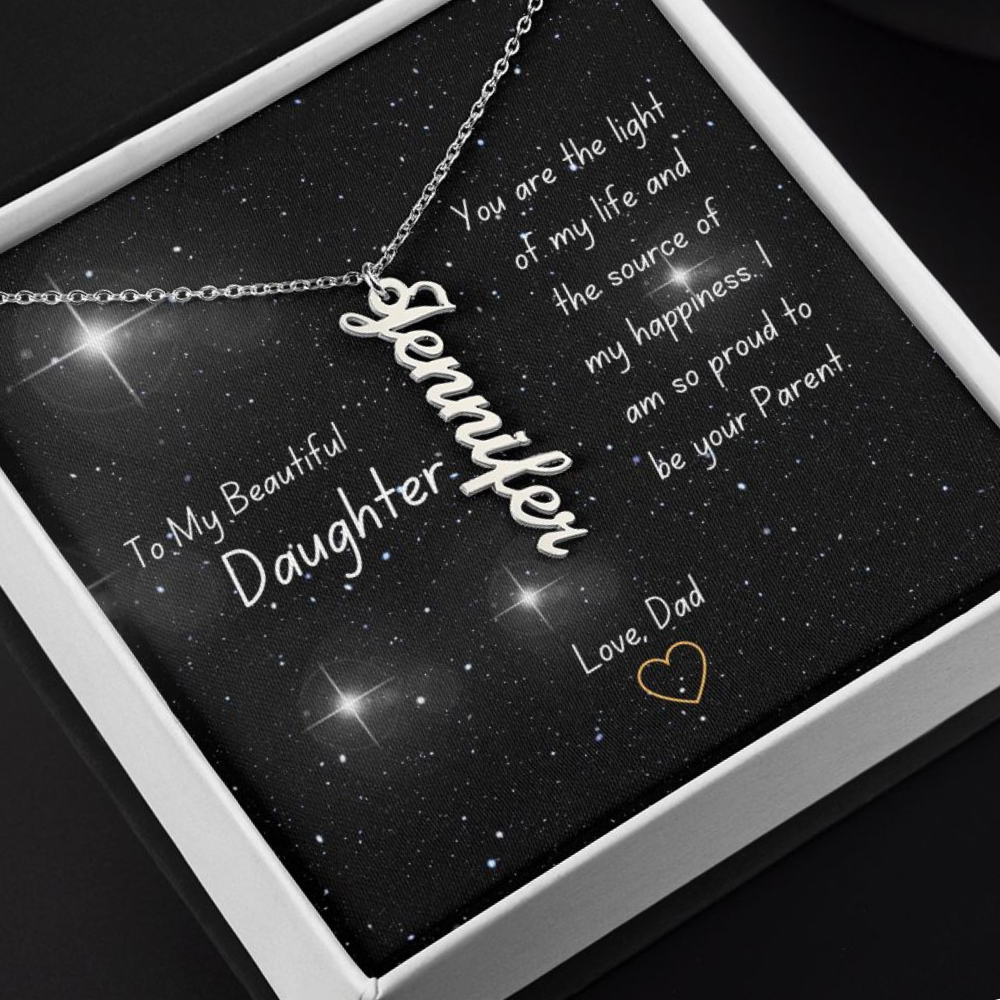 Personalised Name Pendant Necklace for Daughter Stainless Steel or 18k Gold Finish